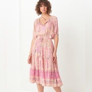 Nwt large Spell and the Gypsy Mystic midi dress in musk w gold lurex